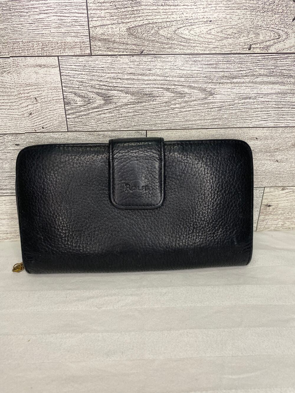 Rolfs Wallet Black Genuine Leather Checkbook Organizer Bifold Mens Classic